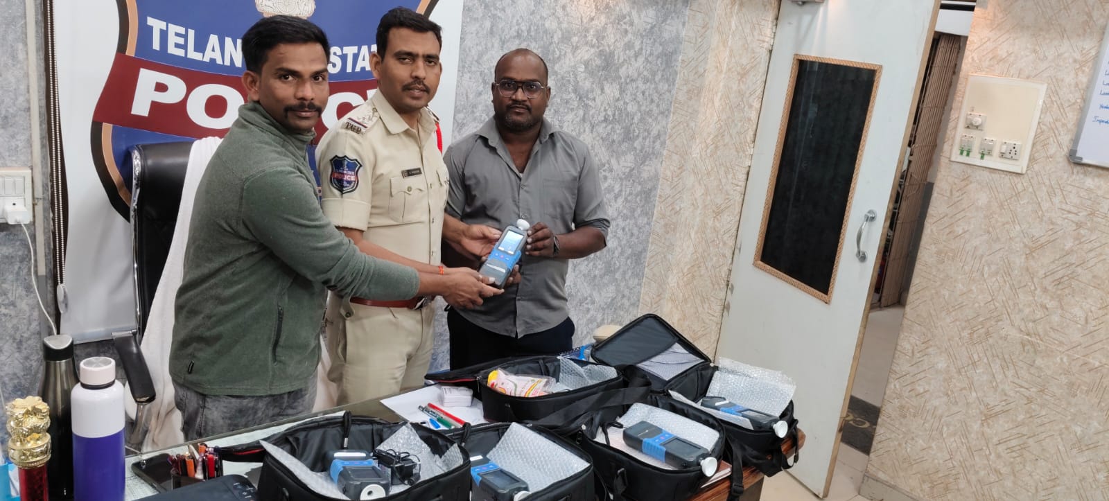 Training session for police personnel on equipment usage